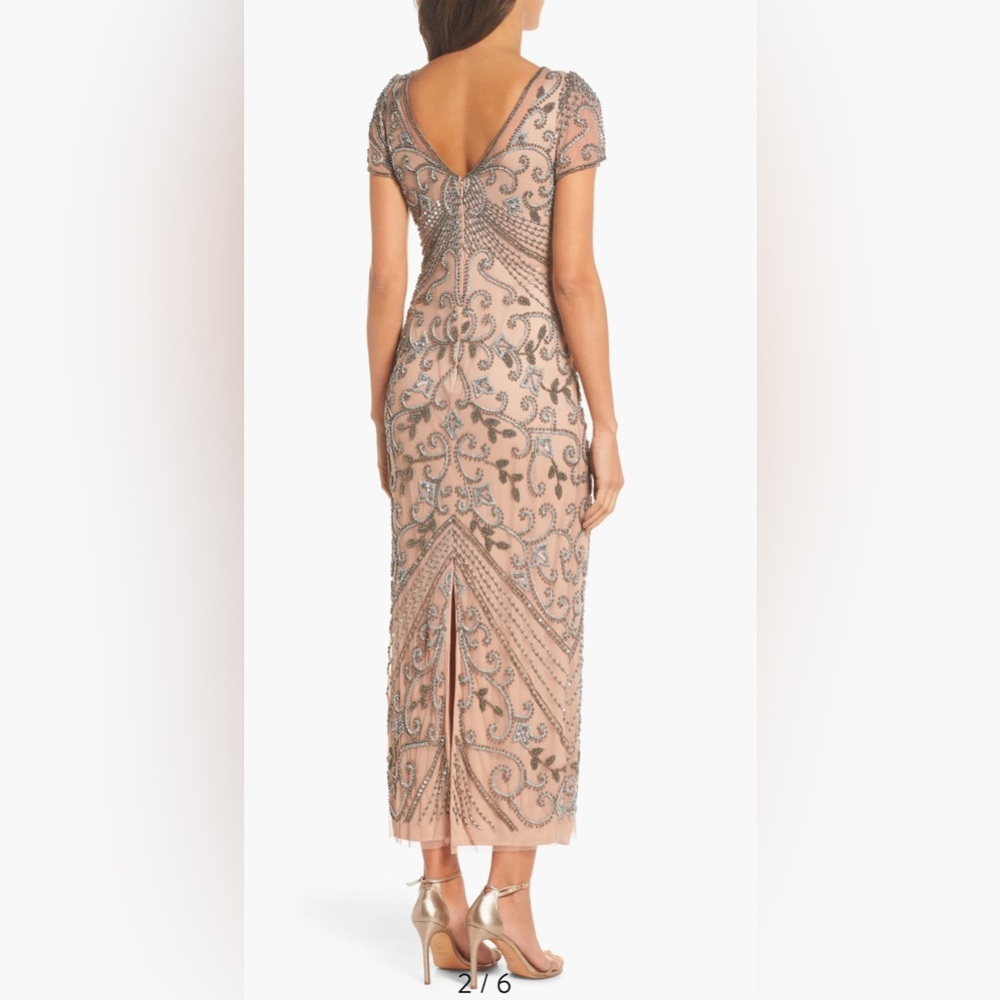 Pisarro Nights Beaded Mesh Maxi Dress - Rose - Picture 6 of 10